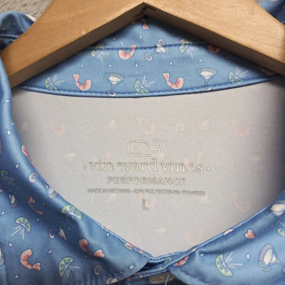Vineyard Vines Shirt Mens Large OTG Sankaty Performance Polo Shrimp Cocktail - Picture 6 of 10